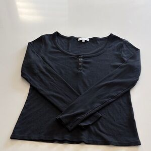Michael Stars Black Long-Sleeve Henley Tee